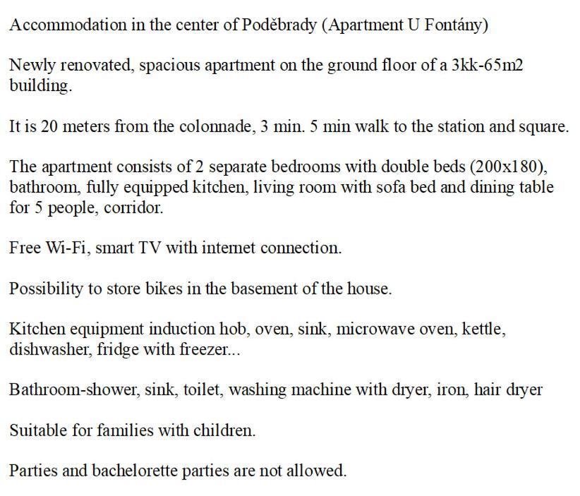 Apartman U Fontany Poděbrady エクステリア 写真